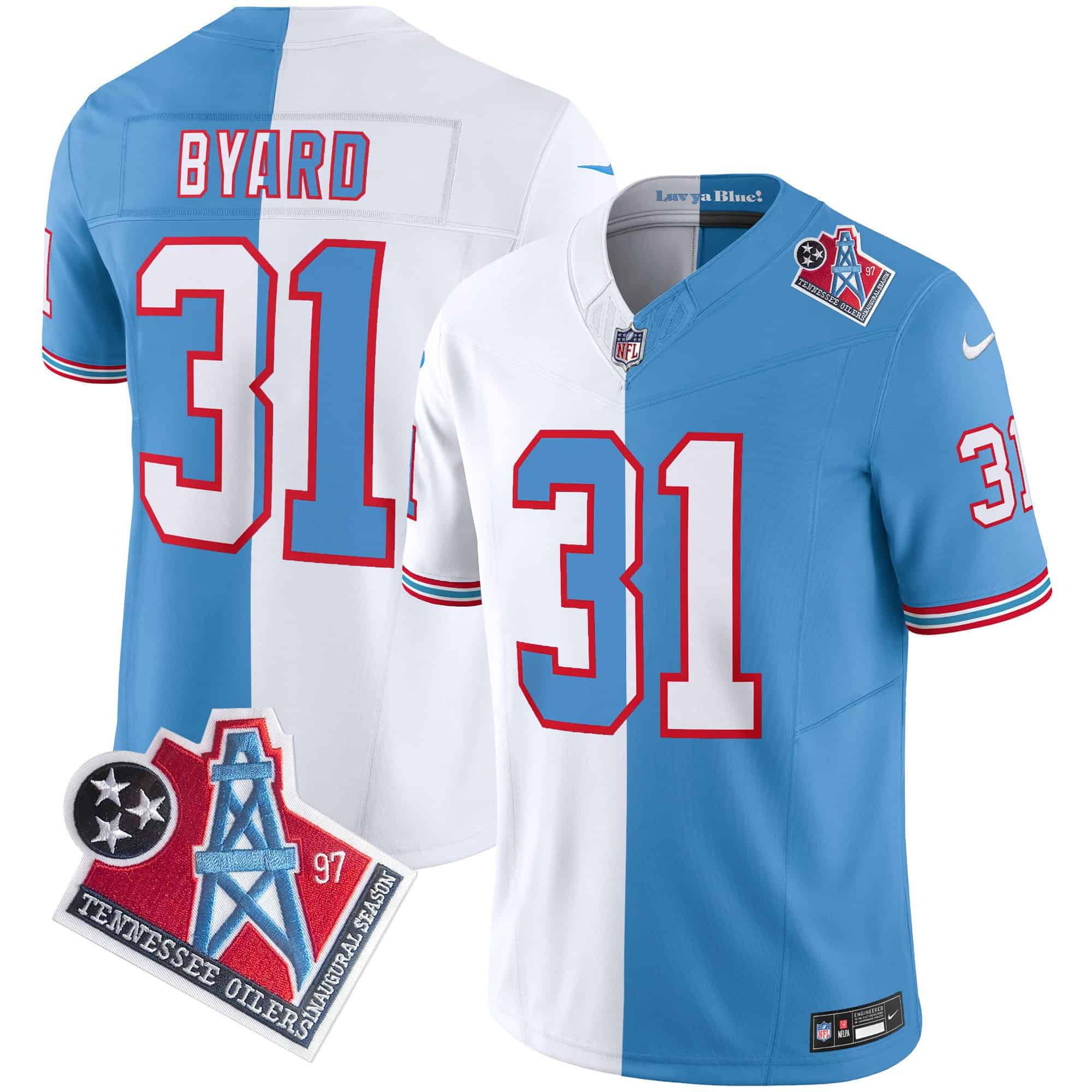 Men Tennessee Titans #31 Byard Light Blue with white 1997 Throwback 2024 Nike Limited Vapor NFL Jersey